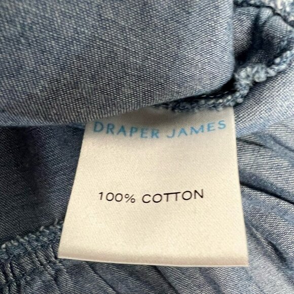 Draper James Womens Dress Blue Chambray Ruffle Knee Length Short Sleeve Size 2 - Picture 10 of 11